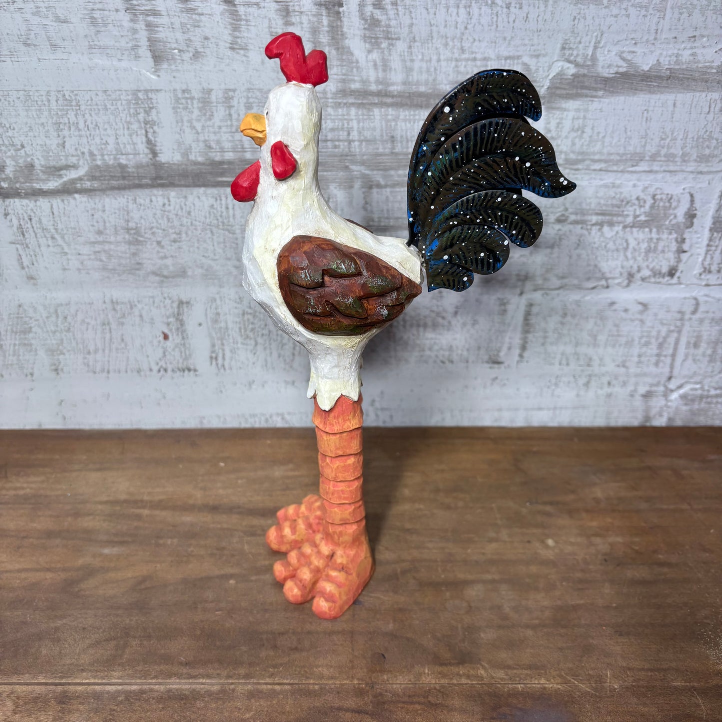 Painted Cartoon Rooster Figurine