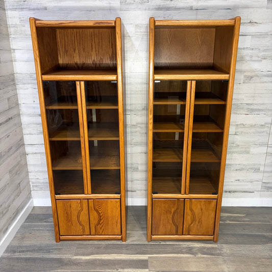 both cabinets, glass doors closed, alternate view