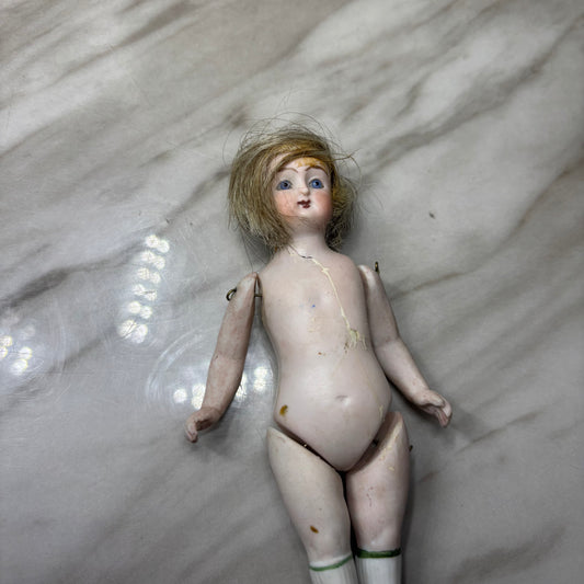 Antique All-Bisque Jointed Porcelain Doll 8098 1a