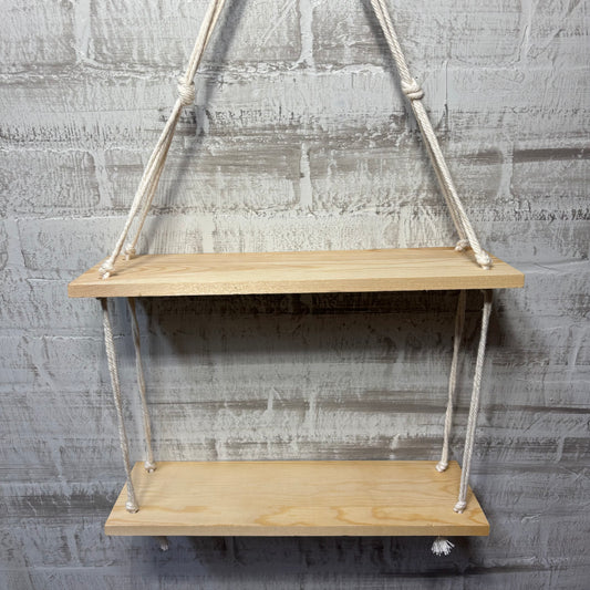 Two Tiered Macramé Hanging Shelf