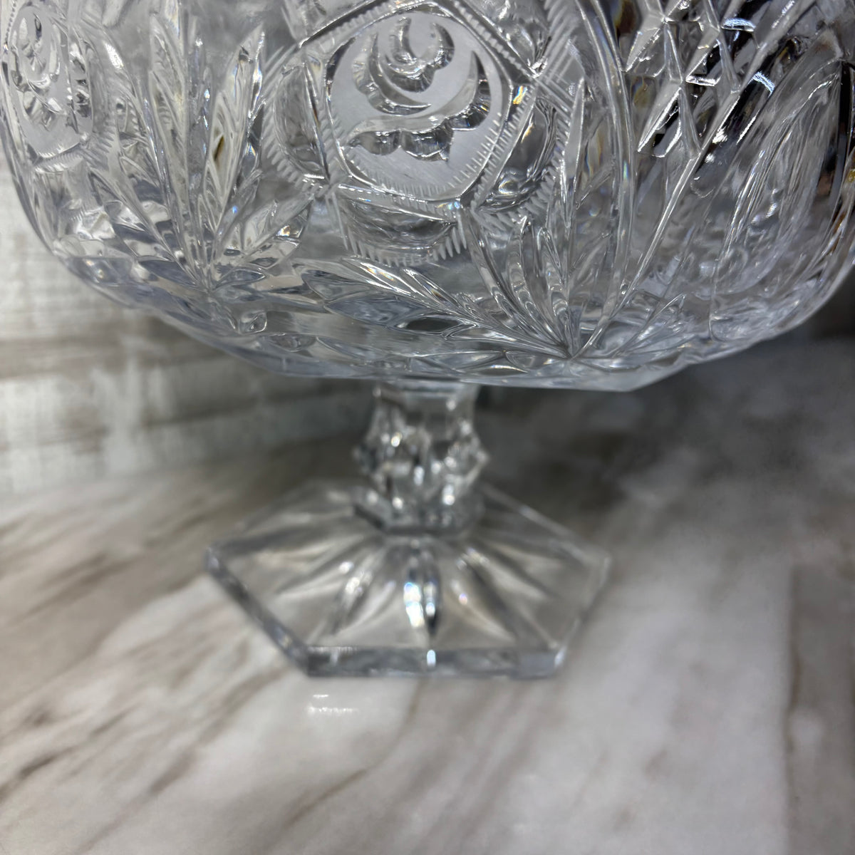 Vintage Crystal Glass Pedestal Compote Bowl