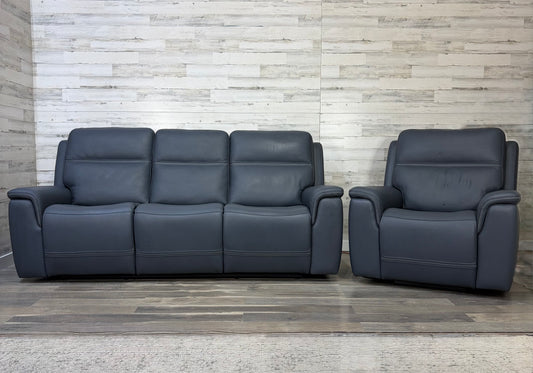 Leather Flexsteel “Sawyer” Power Reclining Sofa & Chair Set
