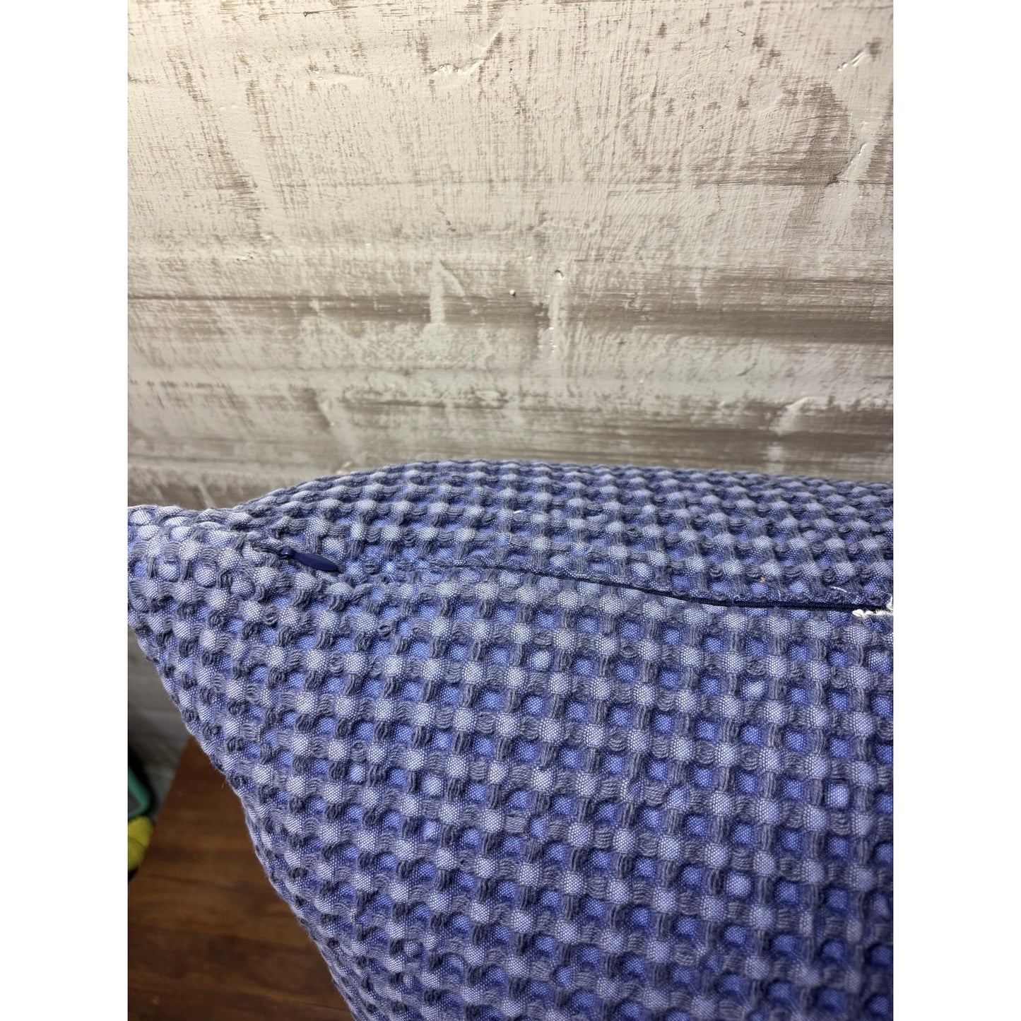 Oversized Blue Waffle Pattern Pillow