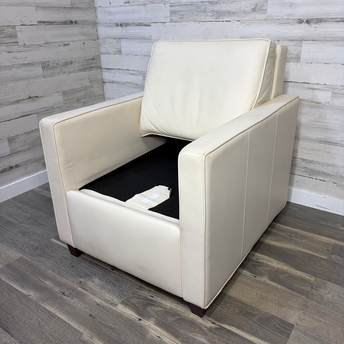 Chair with seat cushion removed