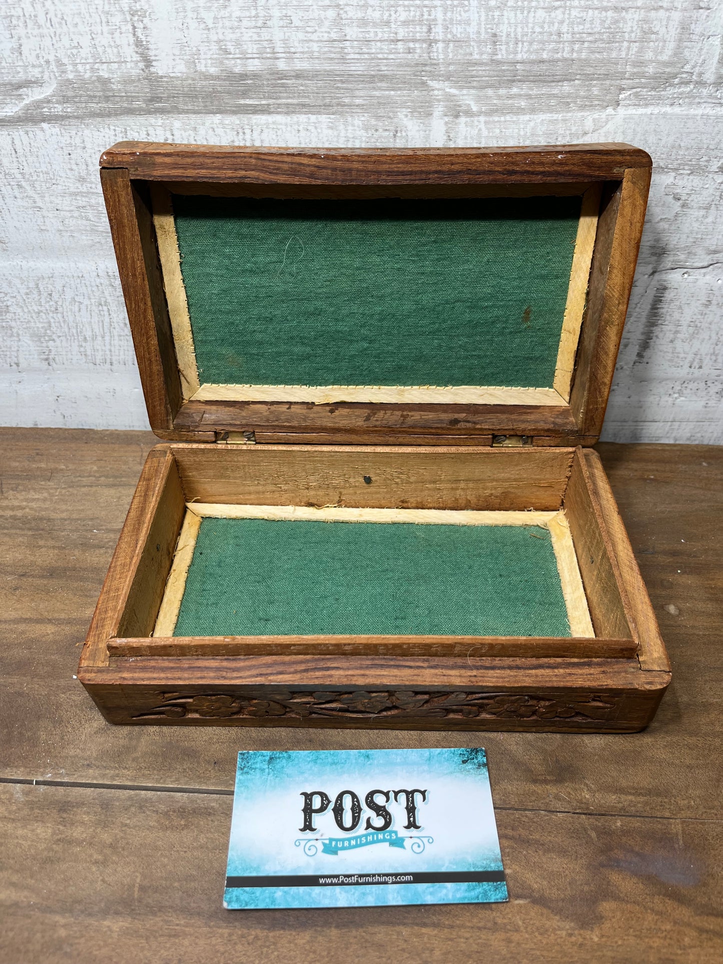 Vintage Wooden Carved Floral Trinket Box
