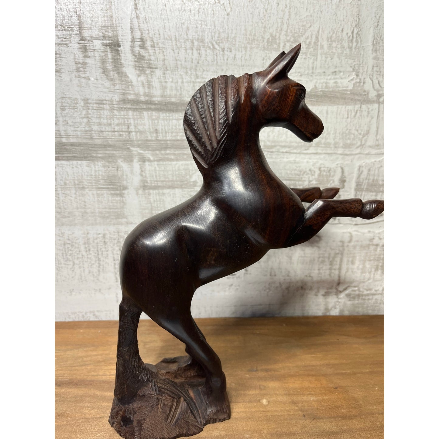 Vintage Carved Wooden Horse Sculpture