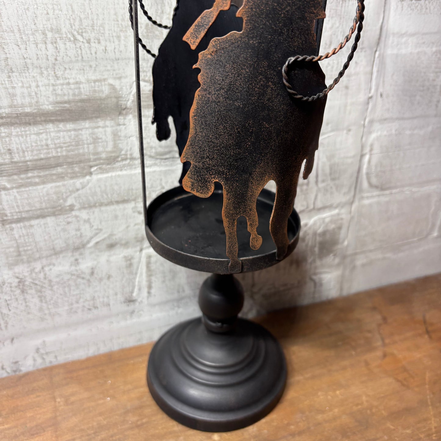 Rustic Cowboy Silhouette Metal Candle Holder