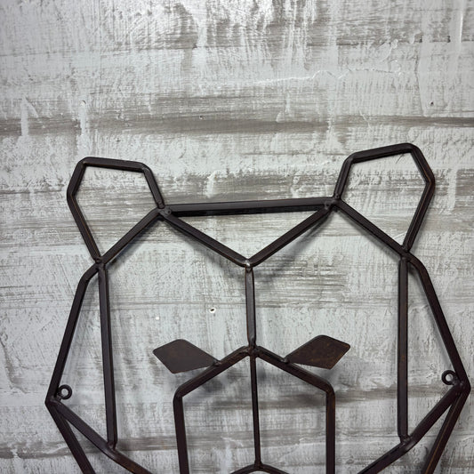 Geometric Metal Bear Head Hanging Wall Decor
