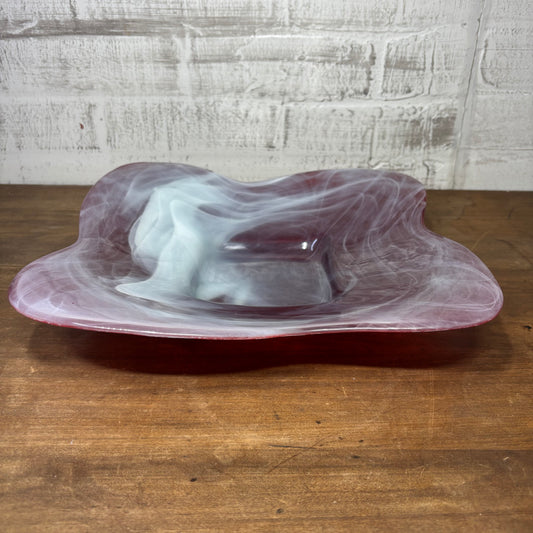Vintage Cranberry Red Murano Style Art Glass Bowl/ Plate
