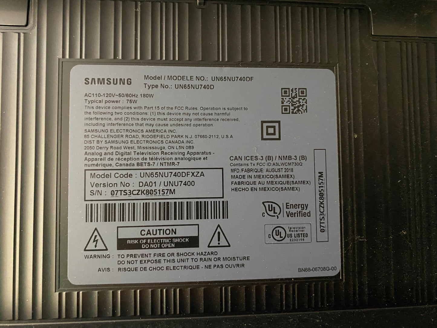 Samsung 65” 4K Smart TV