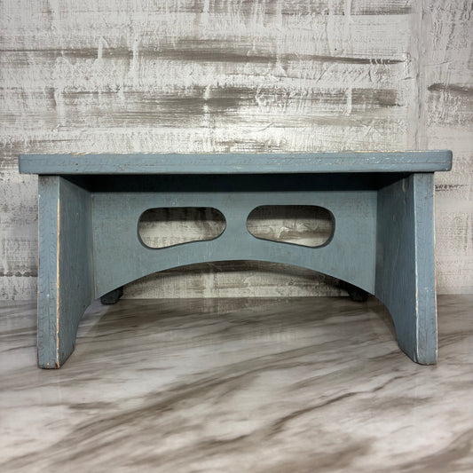Vintage Primitive Wooden Blue/ Gray Step Stool