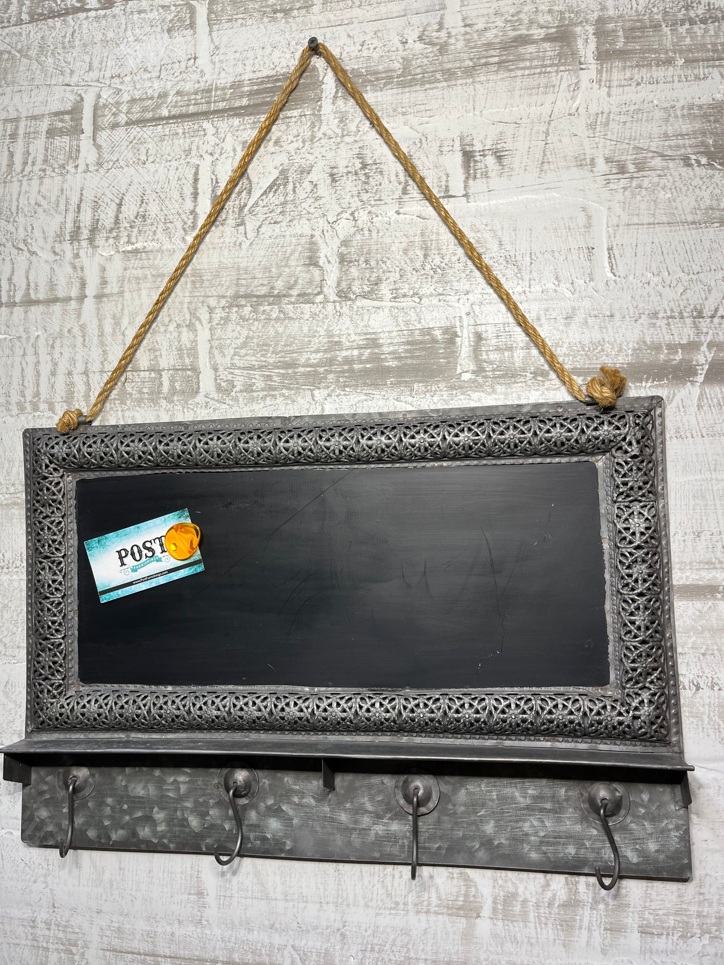 Hanging Galvanized Metal Chalkboard With Hooks