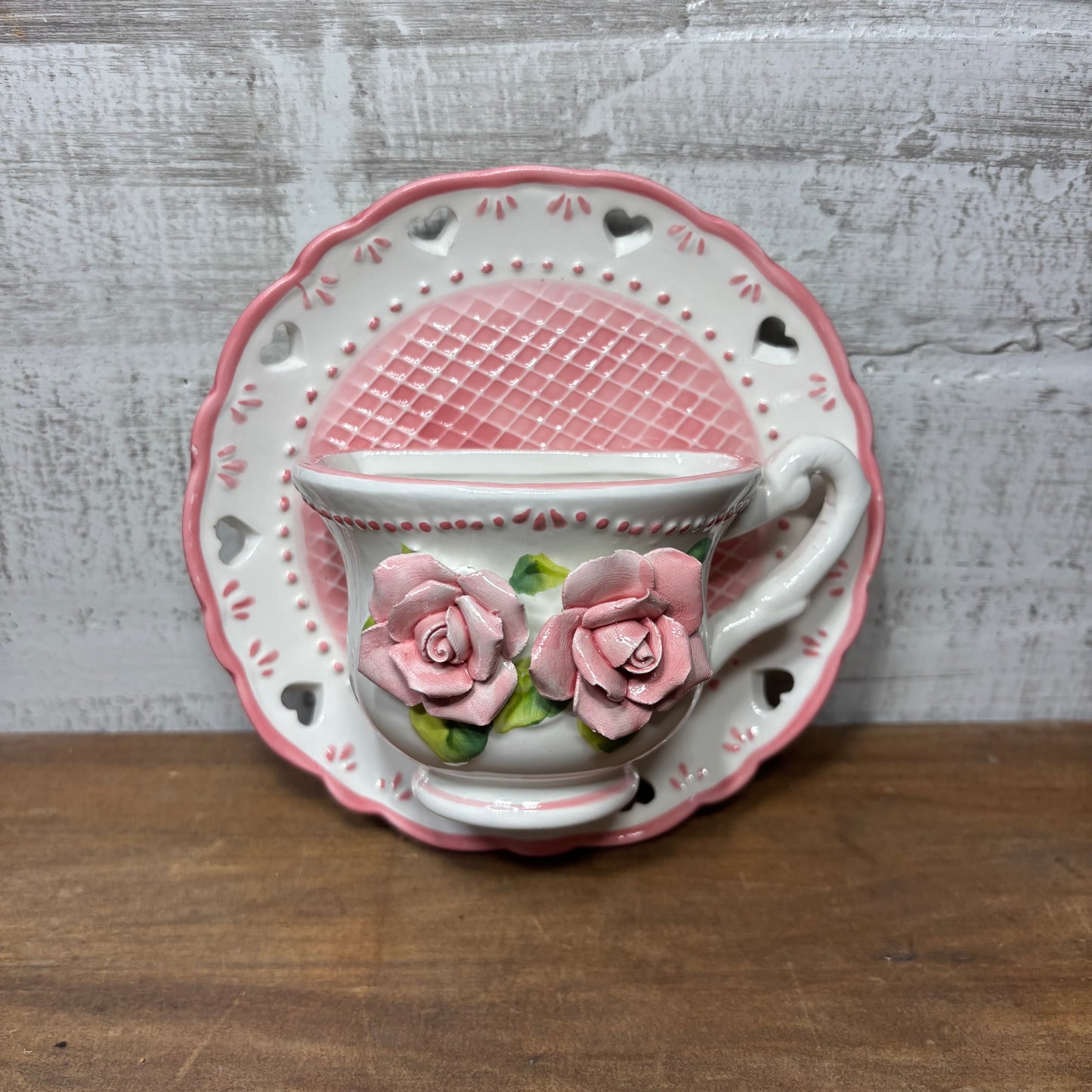 Blush Rose Teacup & Saucer Wall Decor