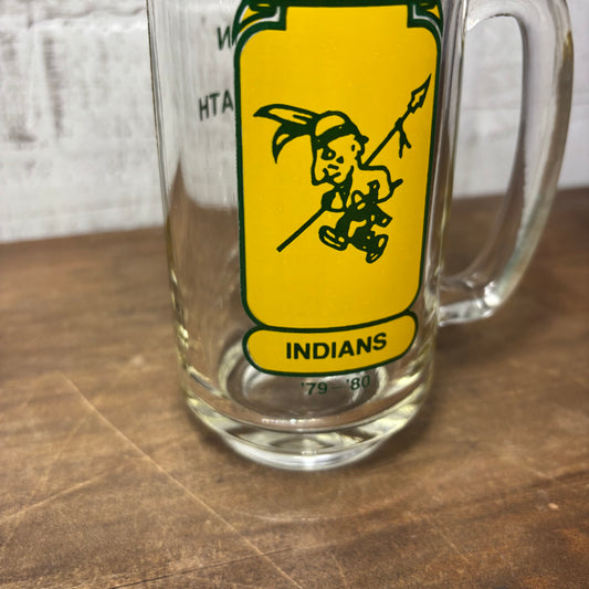 Vintage 1979-1980 Cleveland Indians Glass Beer Mug Stein