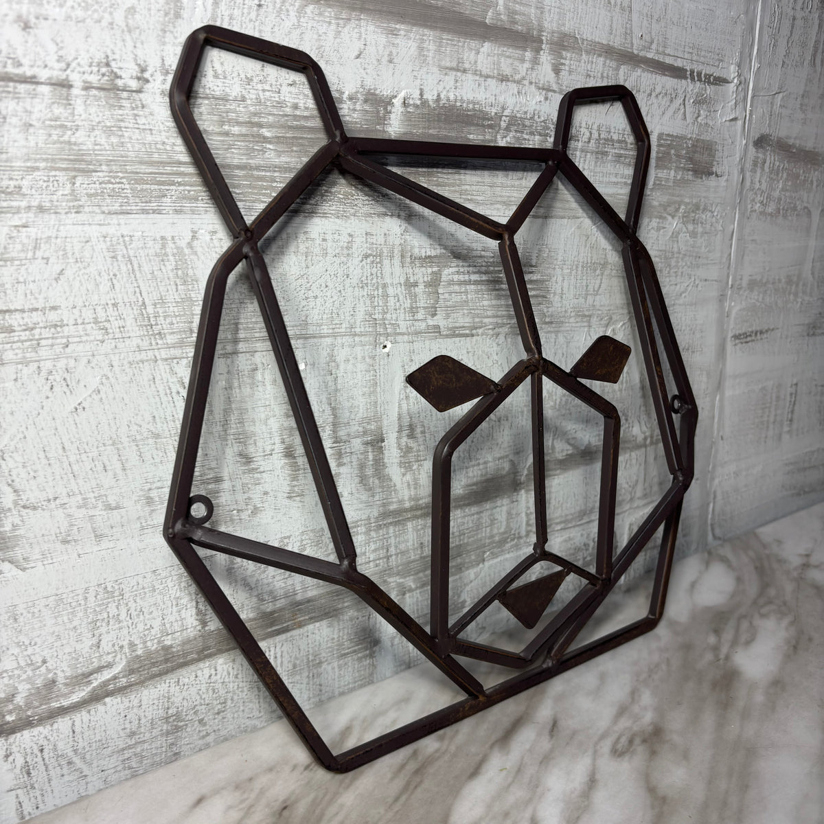 Geometric Metal Bear Head Hanging Wall Decor