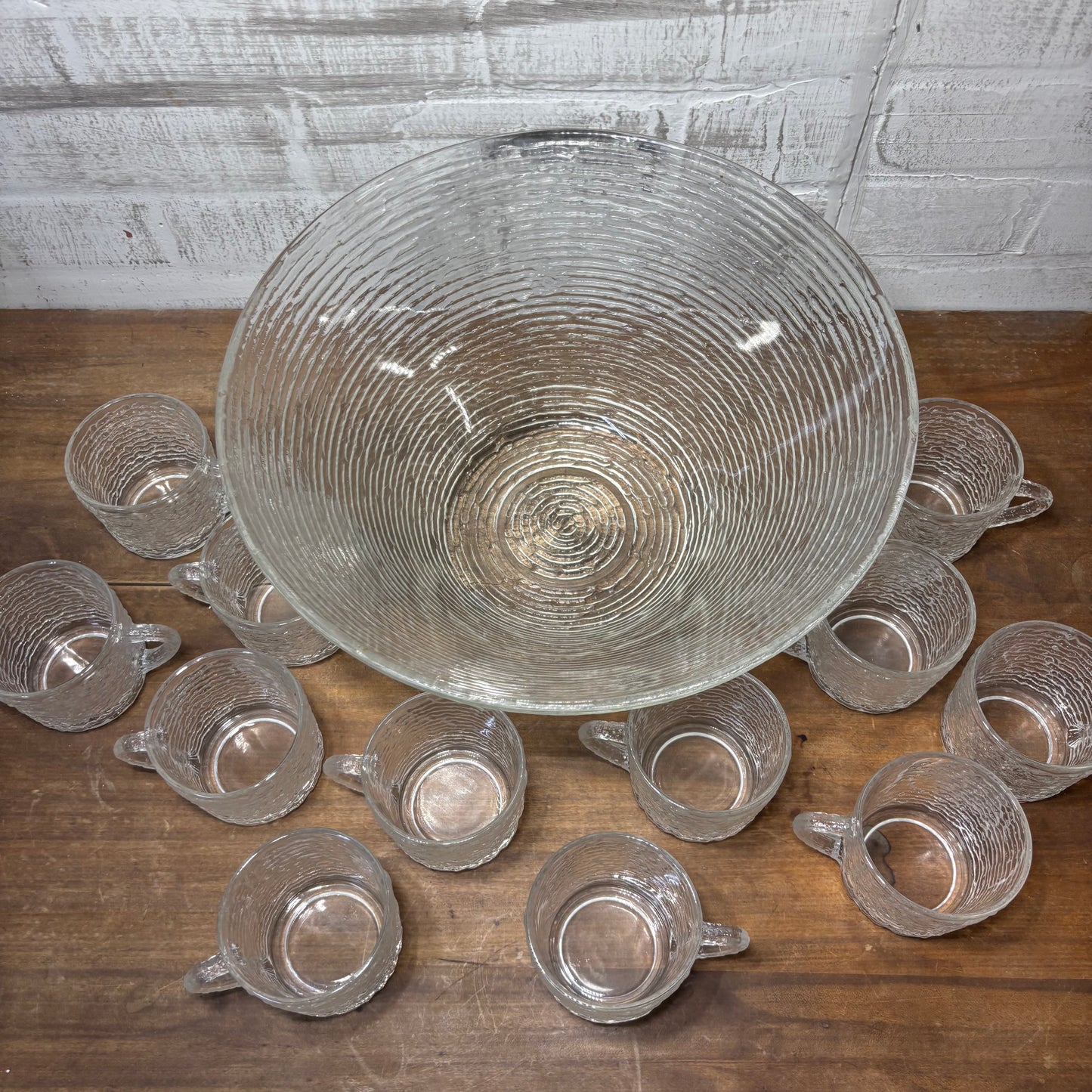 Vintage Anchor Hocking Soreno Punch Bowl And Cups