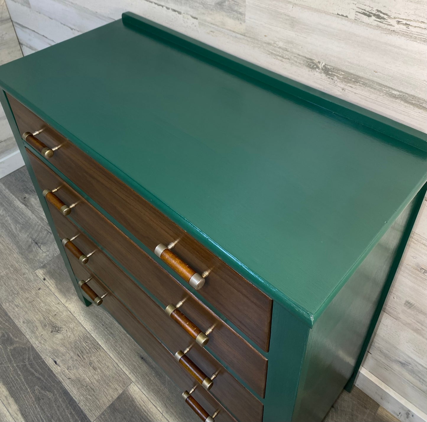 Antique Green & Wood Dresser