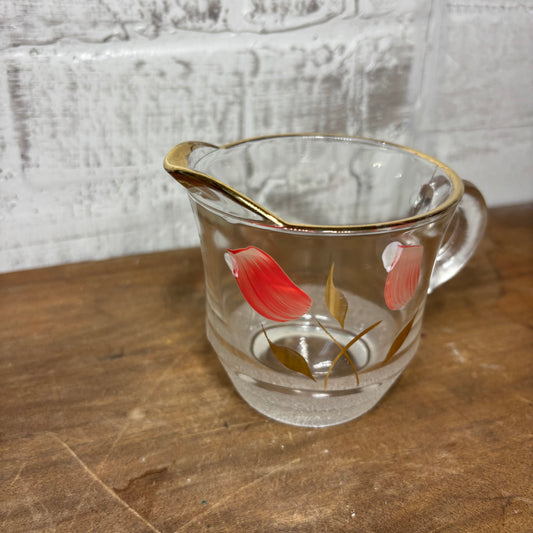 Hand Painted Tulips Gold Trim Creamer Glass