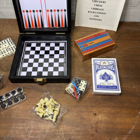 New 6-in-1 Travel Game Set with Black Case