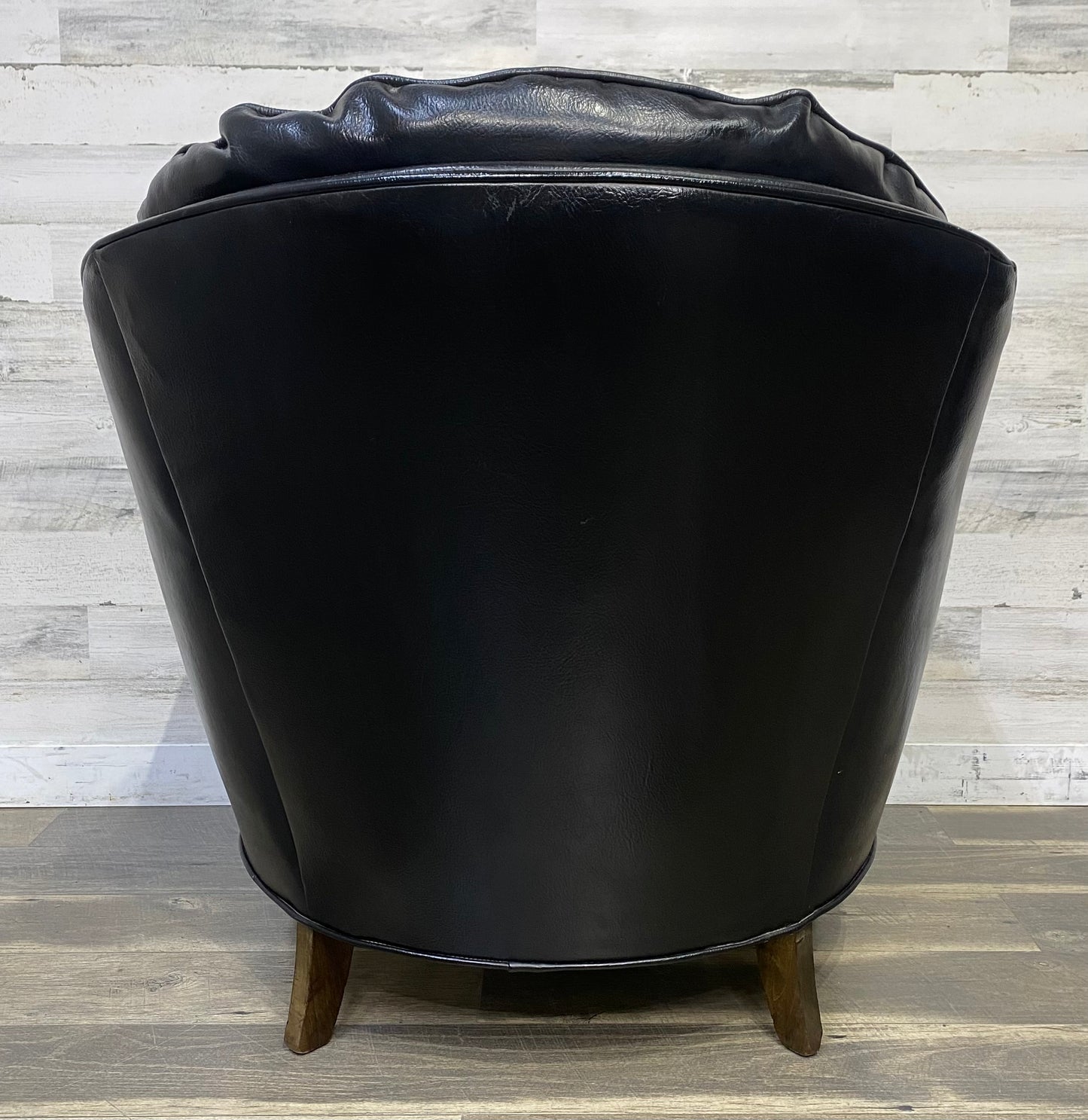 Mid Century Black Tufted Chair & Ottoman