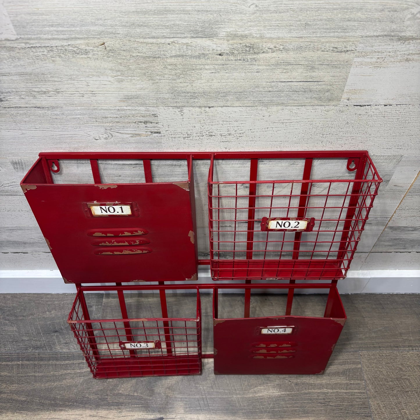Industrial Red 4 Wall Pockets