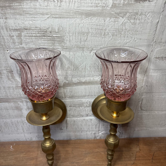 Blush & Brass Wall Sconce Set Of Two