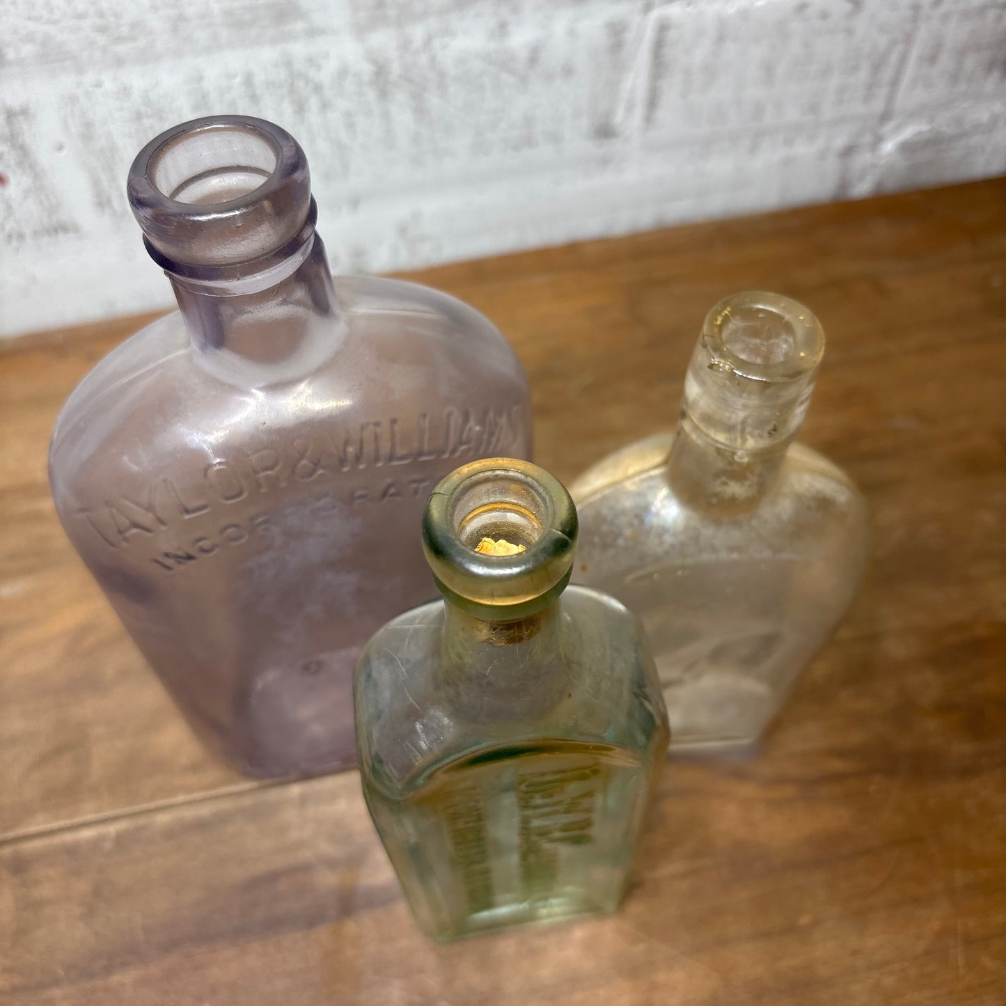 Antique Glass Bottle Set of 3 #6