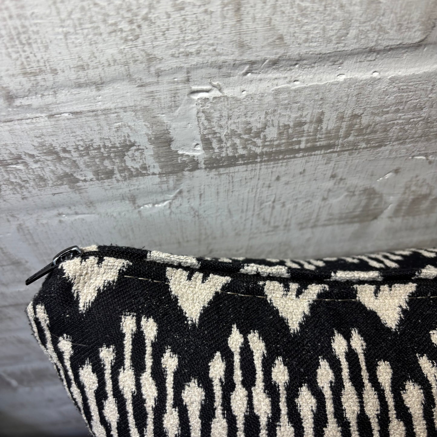 Black And Ivory Geometric Decorative Pillow