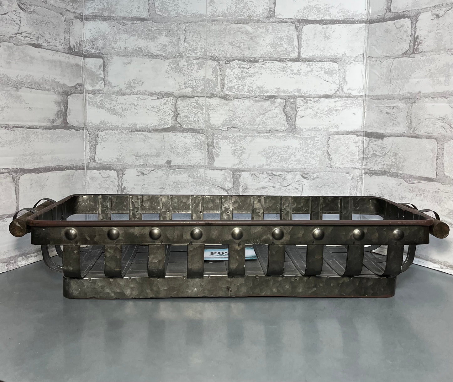 Rustic Industrial Long Metal Basket