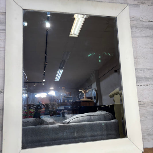 Vintage Distressed White Framed Mirror
