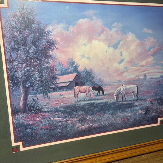 Vintage Home Interiors “Country Horse” Framed Picture By Penny Scroggins