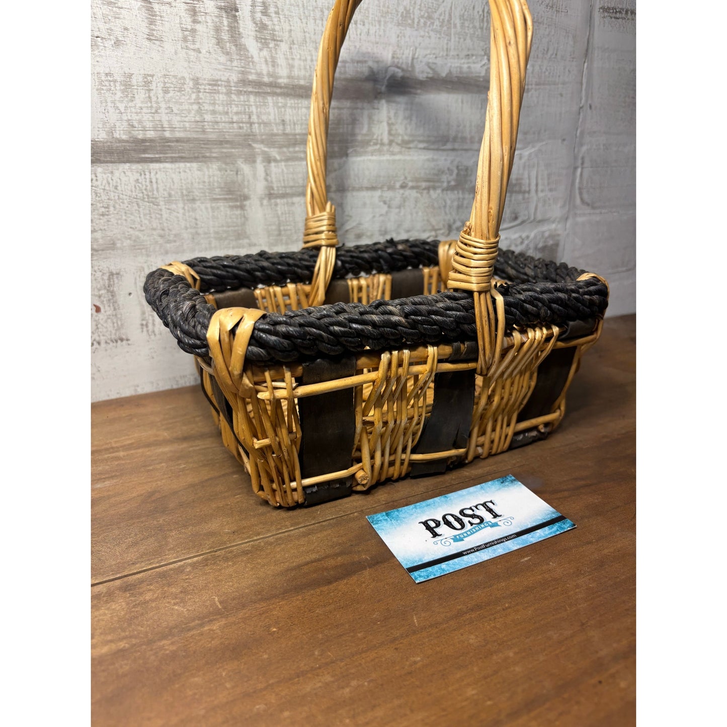 Vintage Wicker Rectangular Basket W/ Handle