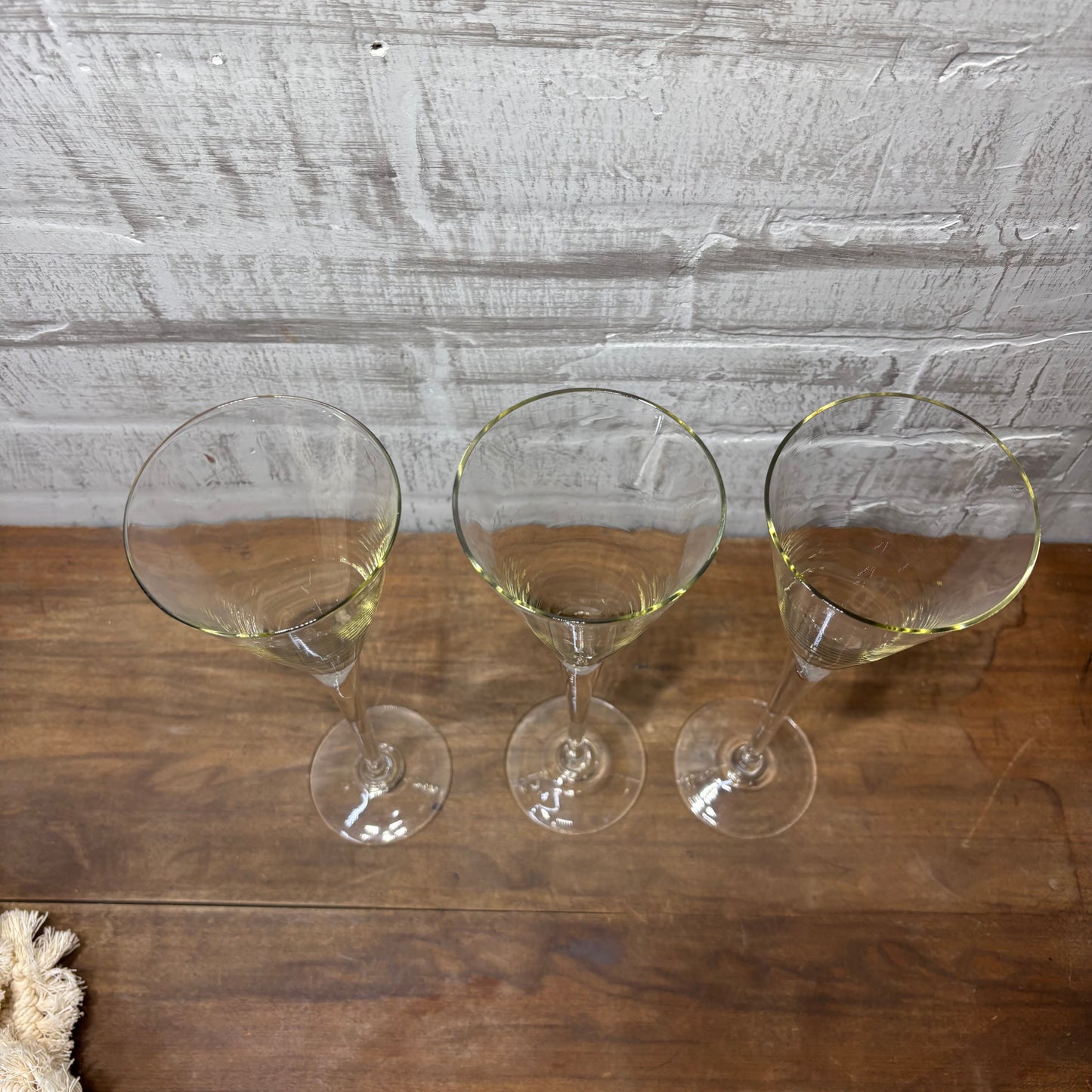 Vintage Tall Crystal Fluted Champagne Glasses Set Of 3