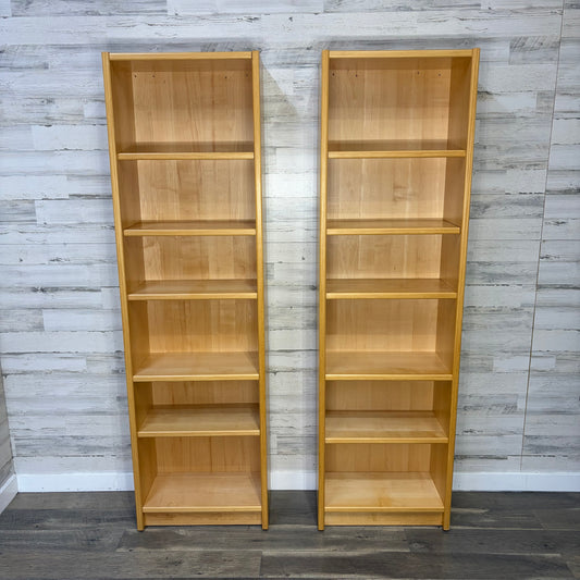 Set Of 2 Mid Century Danish Blonde Wood Bookshelves