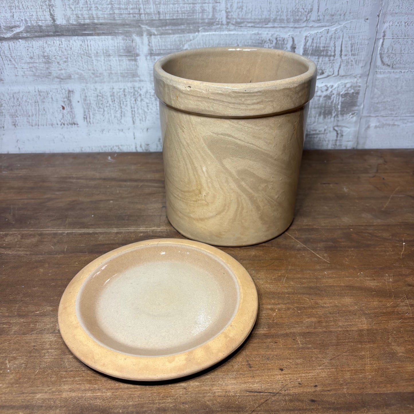 Vintage Stoneware Lidded Crock