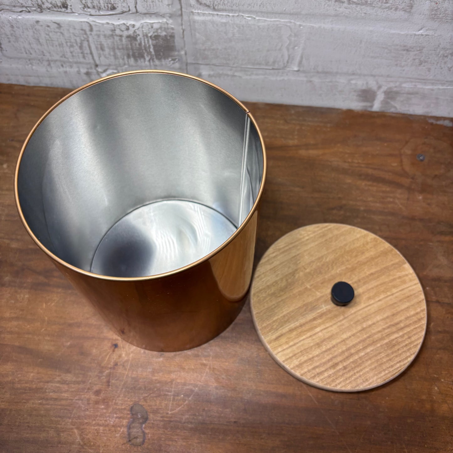 Copper Patina Tin Canister W/ Lid