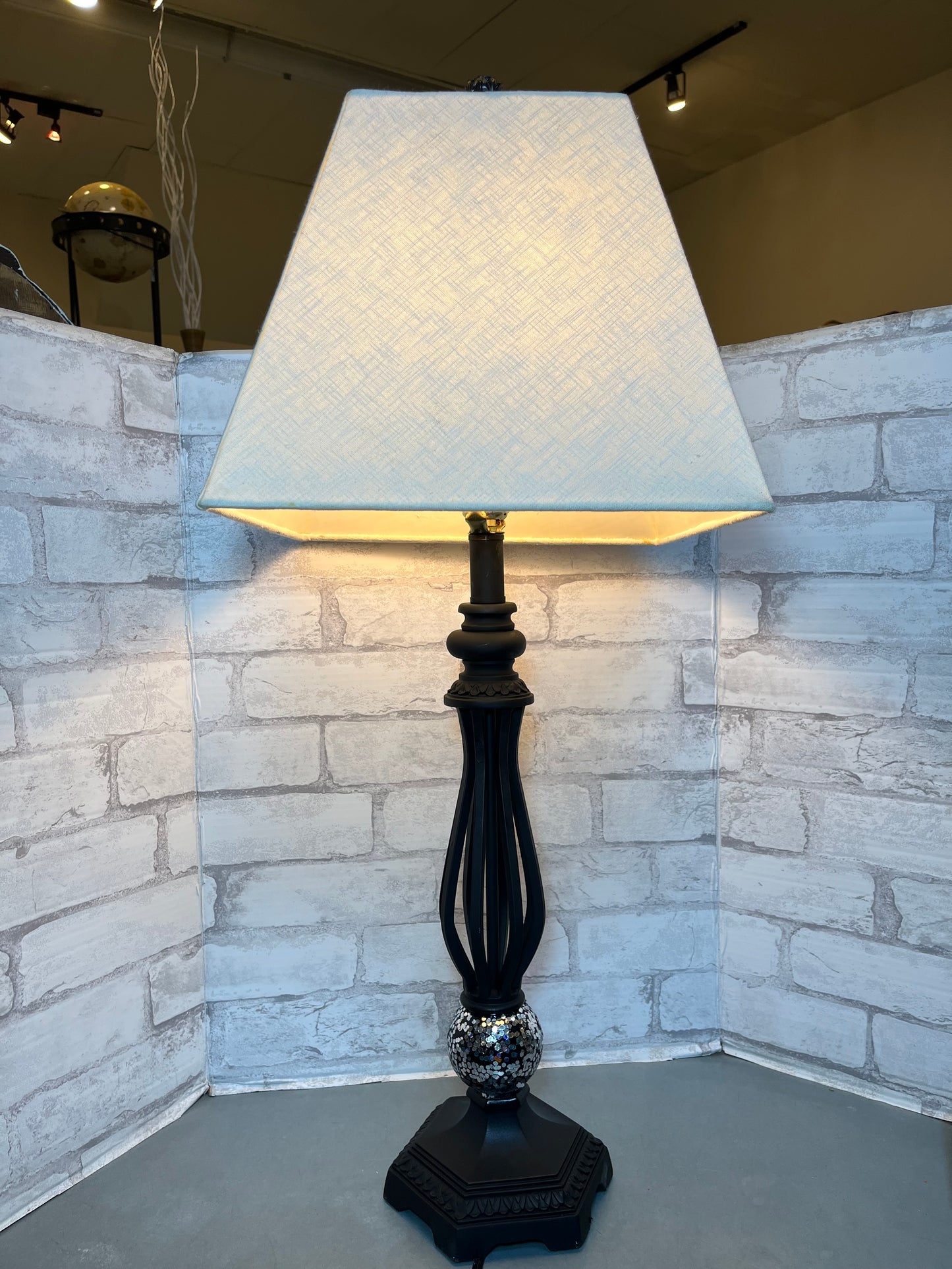Silver Sparkle Tall Black Table Lamp