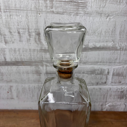Vintage Glass Decanter With Cork Stopper