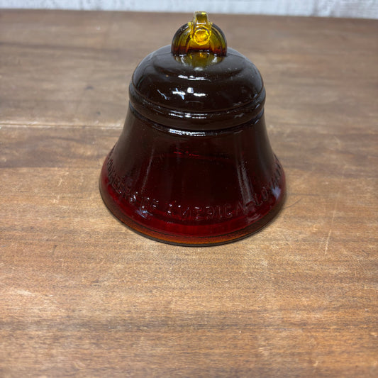 Vintage Red Orange Glass Bell Paperweight Telephone Pioneers of America