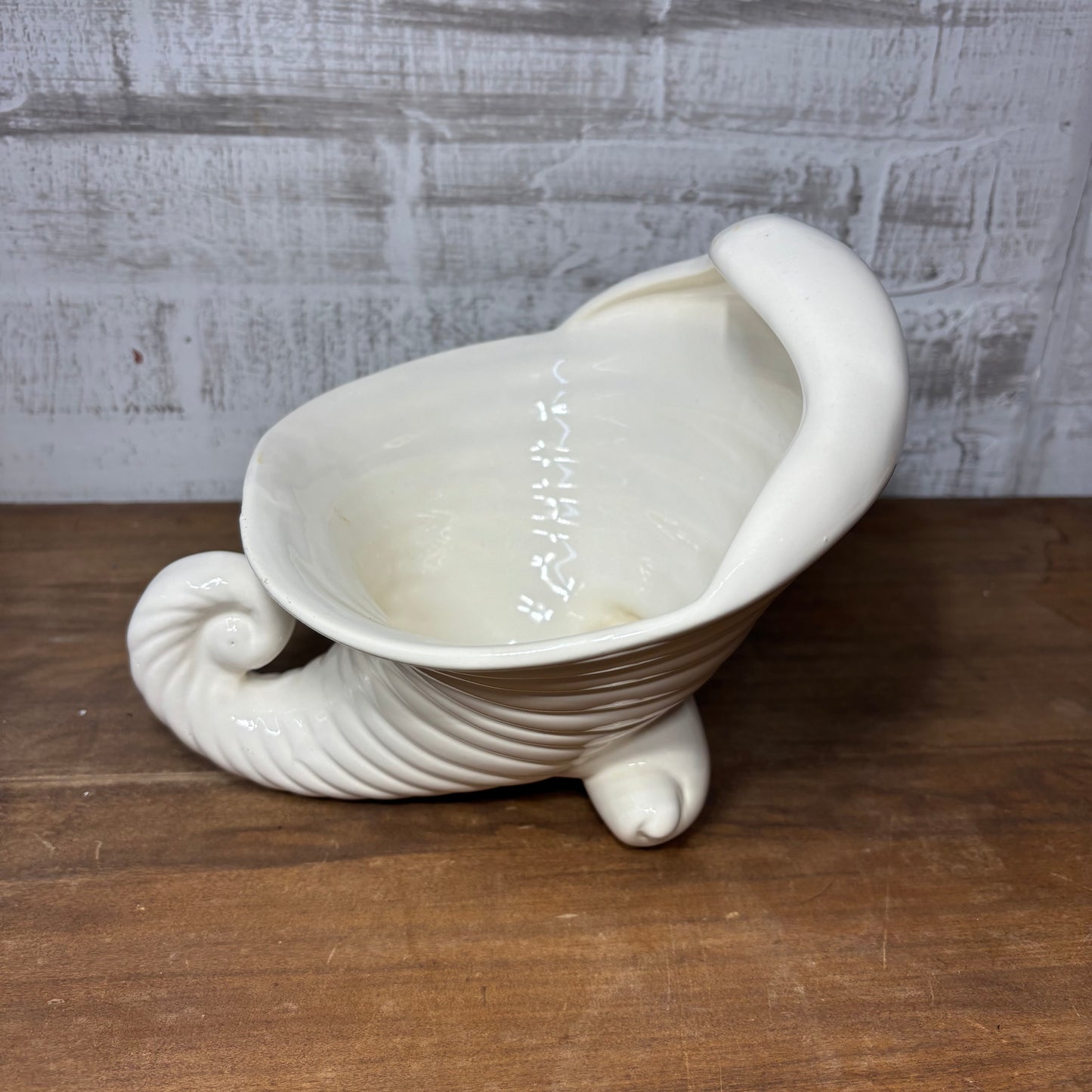 White Ceramic Cornucopia Decor