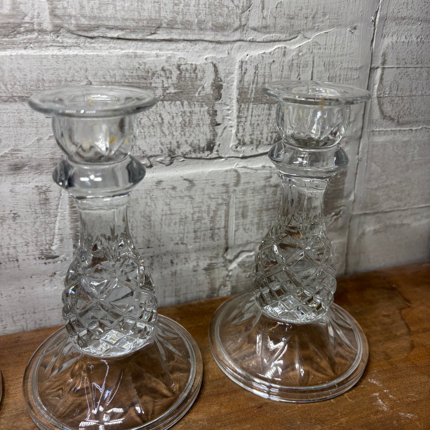 Three Clear Glass Candle Holders