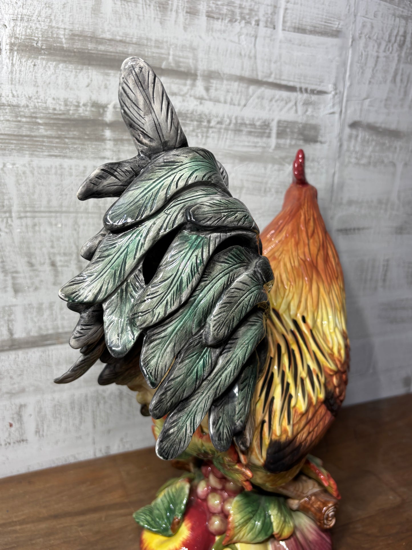 Fitz And Floyd Ceramic Rooster On Fruit