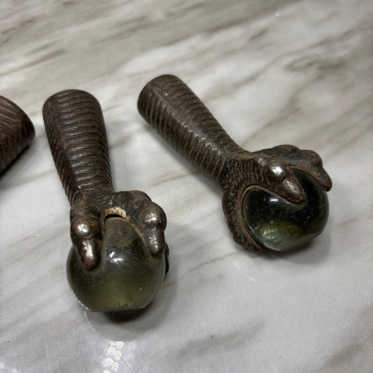 Antique Claw Foot Cast Iron Metal Glass Ball Table Feet Set Of 3