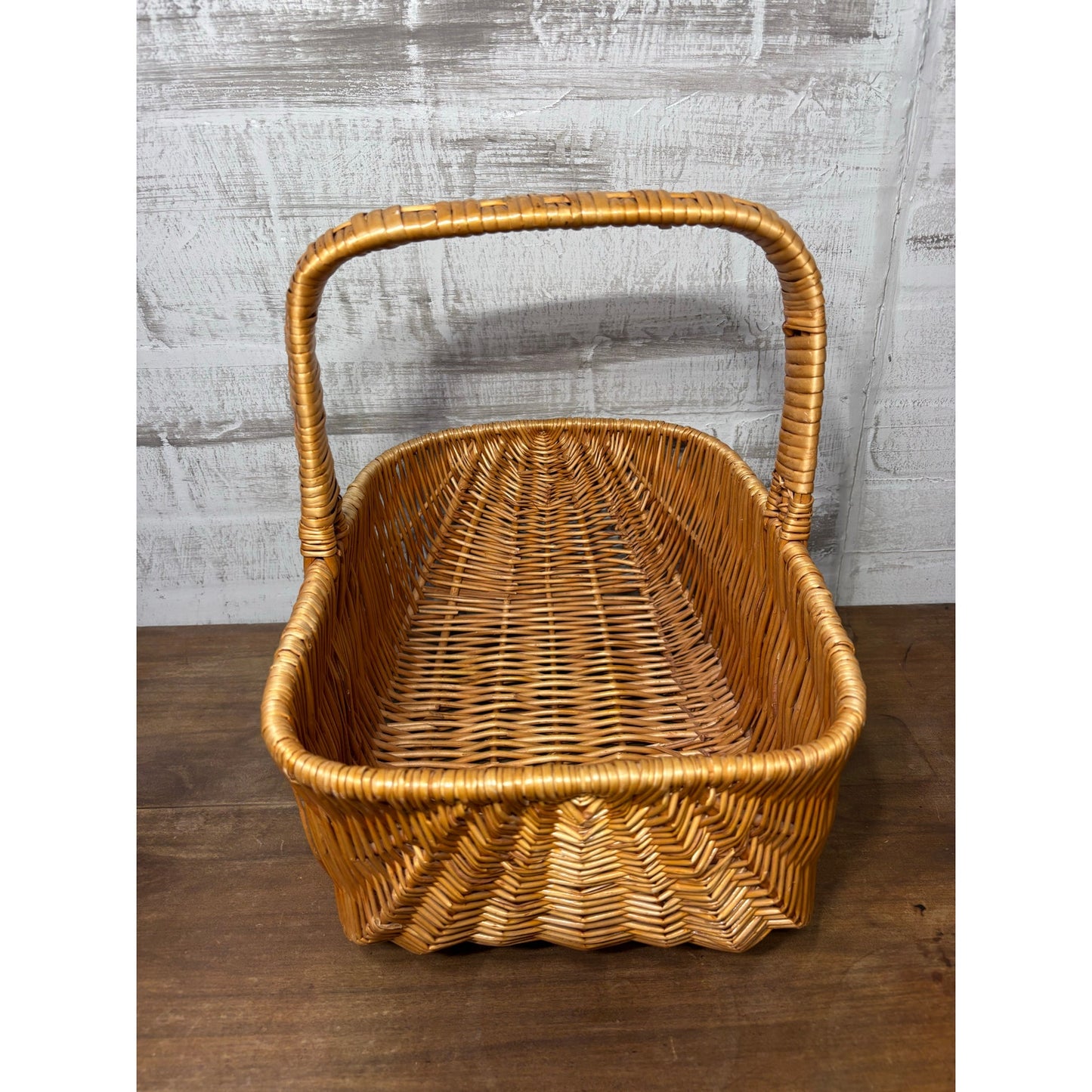 Vintage Wicker Rectangular Basket