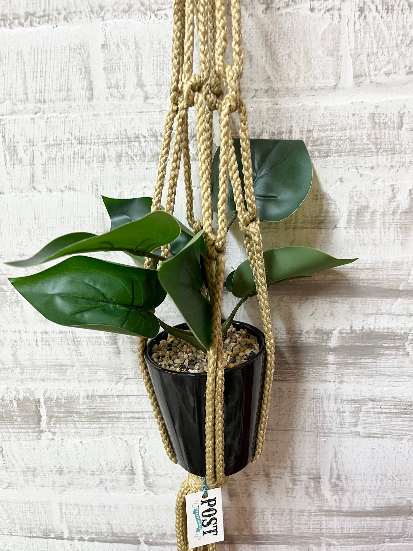 Tan Macrame Plant Holder