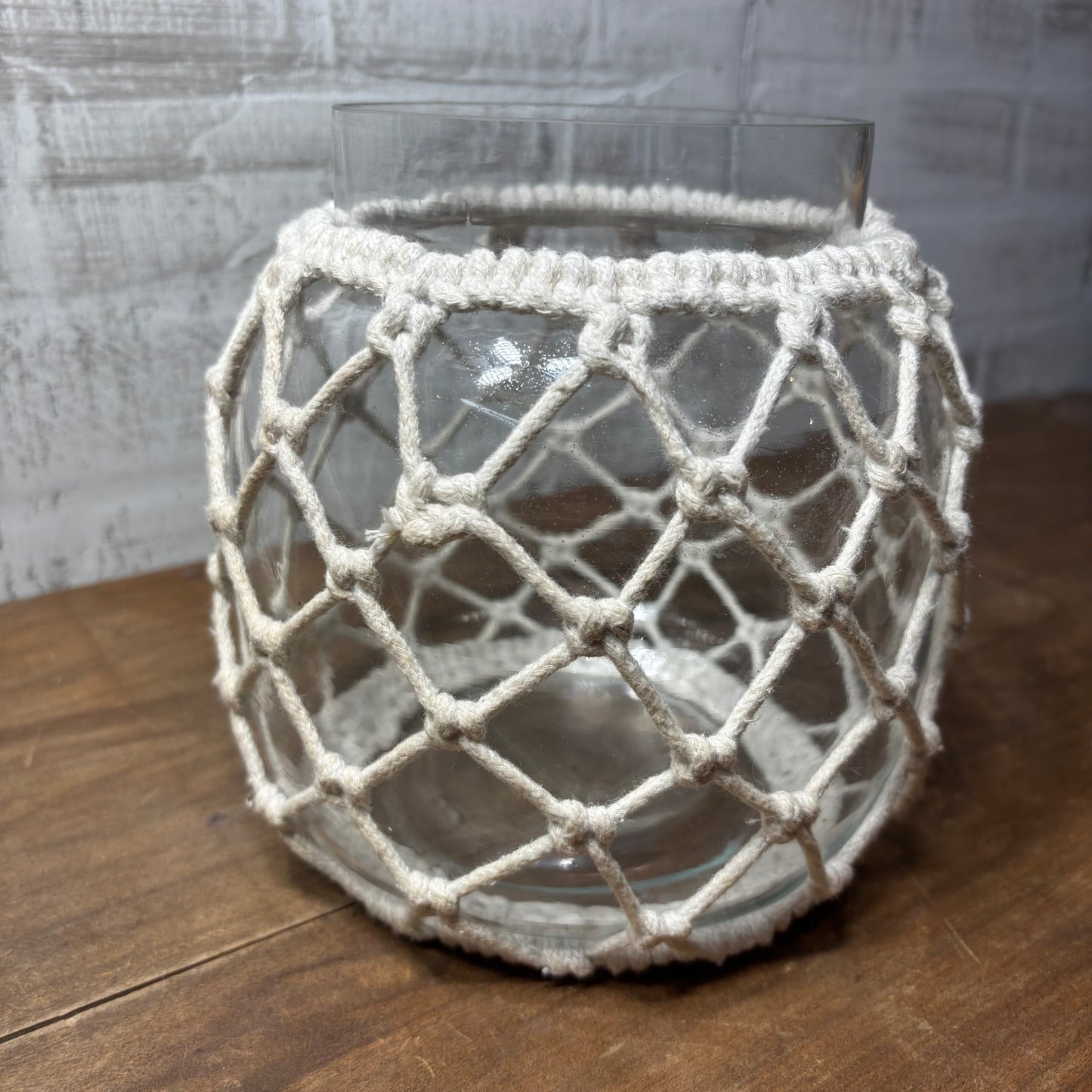 Macrame Woven Glass Vase/ Candle Holder