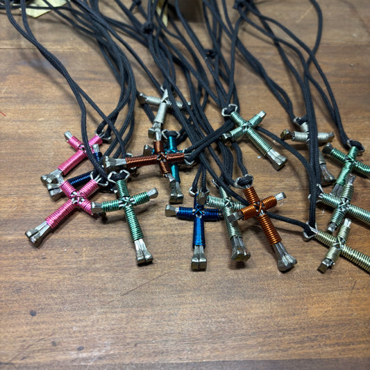 15 Pack Horseshoe Nail The Disciples Cross Necklaces (Assorted Colors)