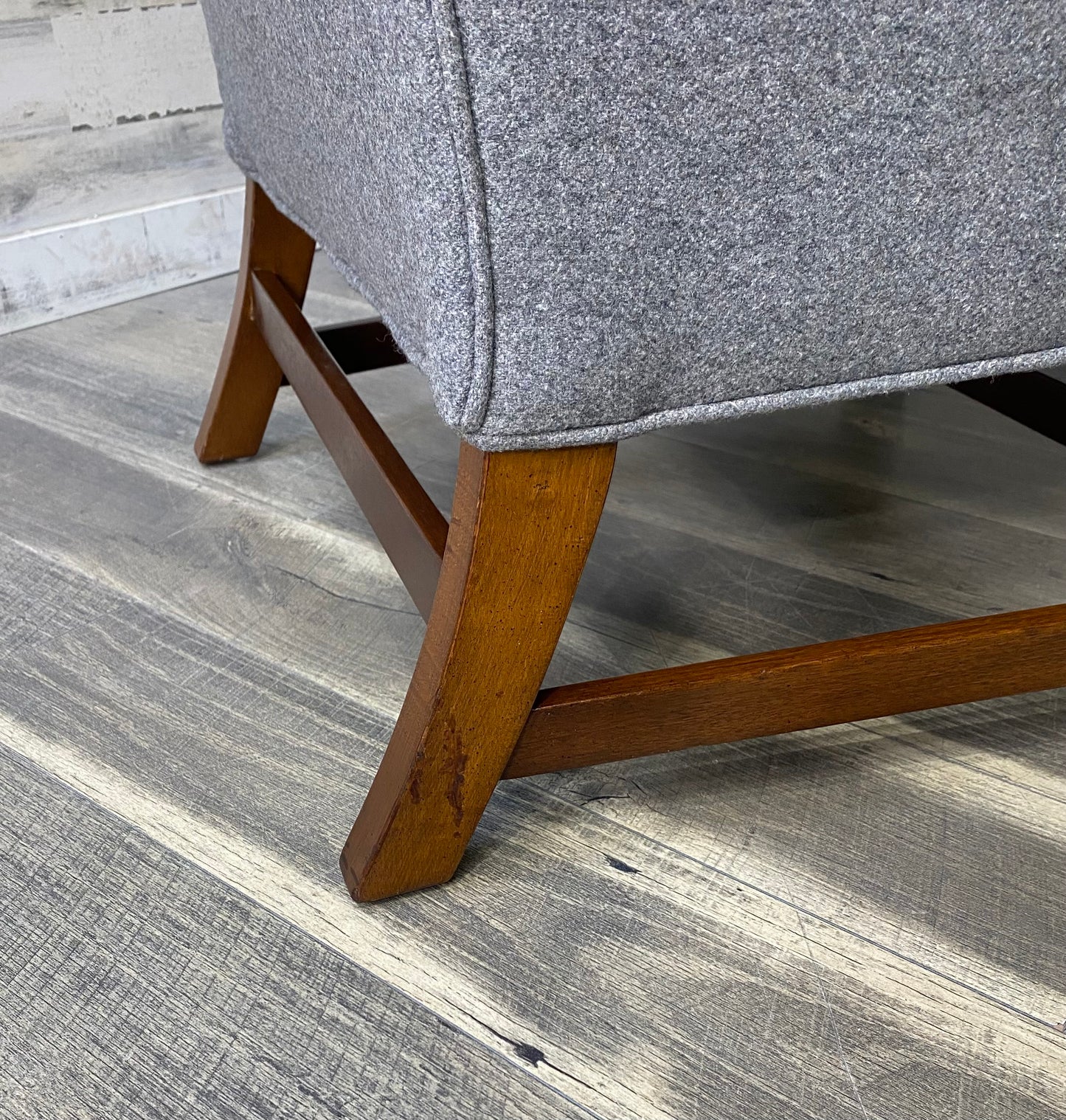 Vintage Gray Wingback Chair