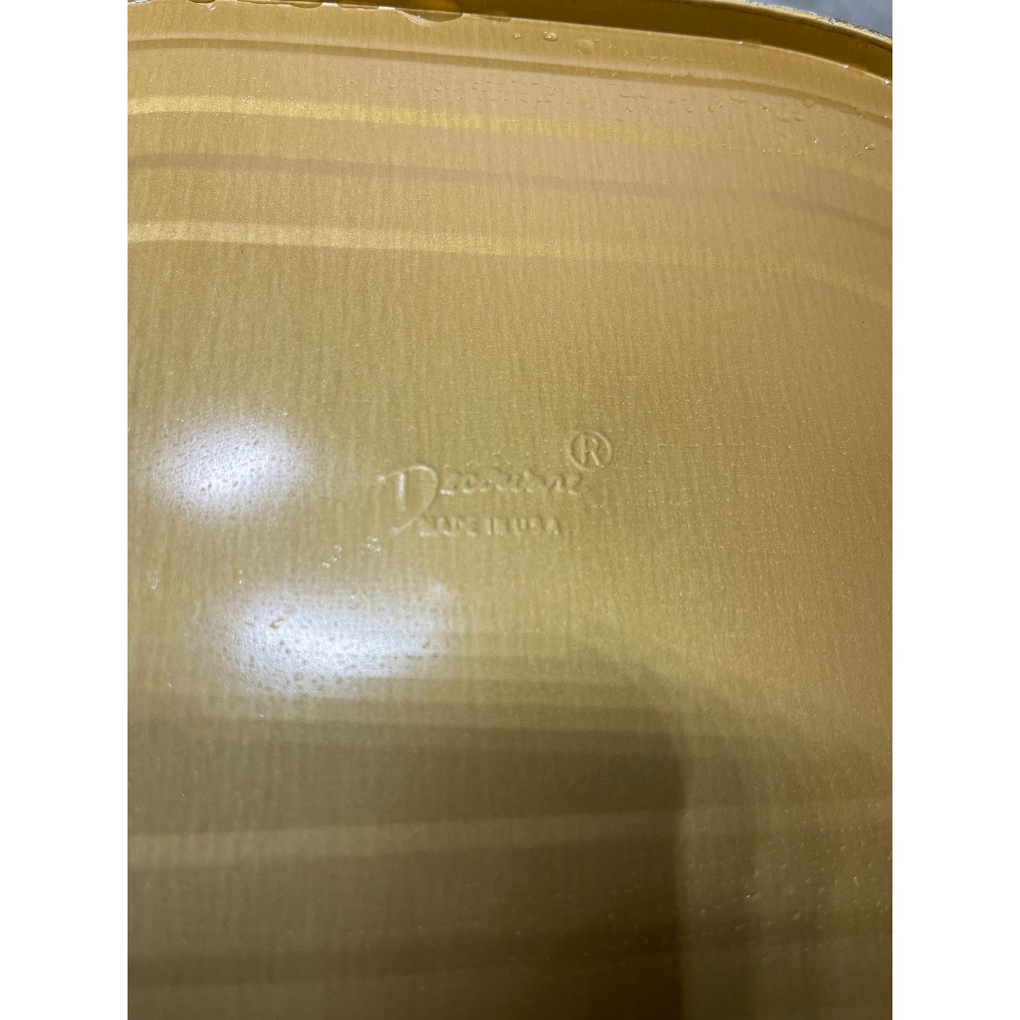 Vintage Green And Gold Metal Waste Basket