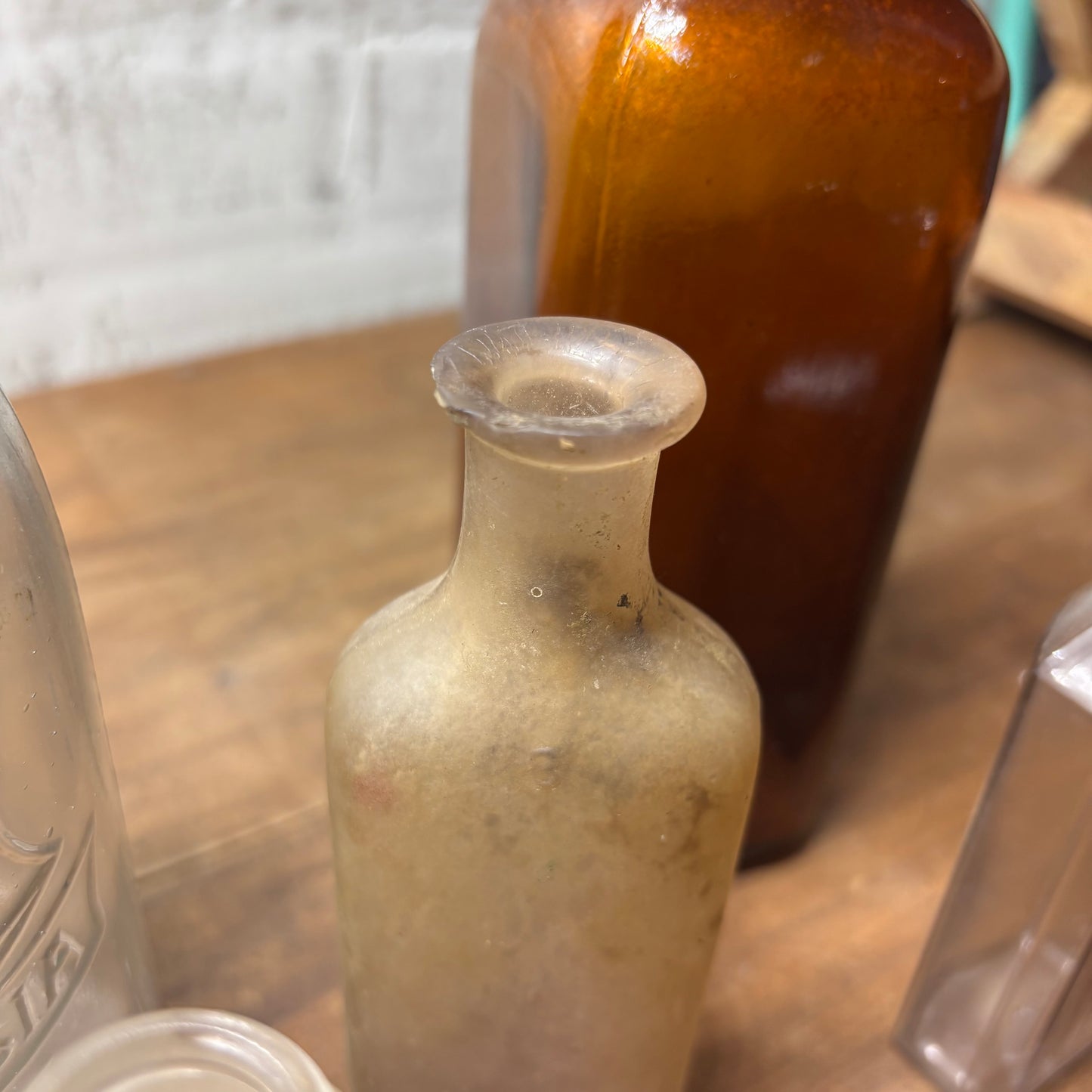 Antique Glass Bottles Set Of 5 #4